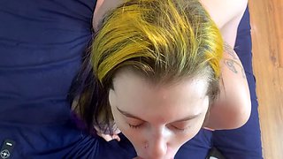 Lapdance and blowjob made by BIG boobs blonde