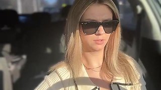 Blond Honey Driving Around Like a Superslut in Van