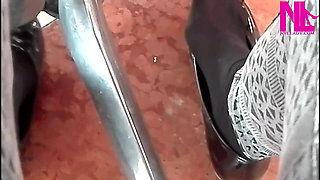 Shoeplay in My Black Pattent Flats in a Bar