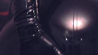 Big Natural Tits MILF in Latex Rubber Fetish Shiny Clothes.