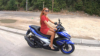 Motobike ride for Thai GF and home sex