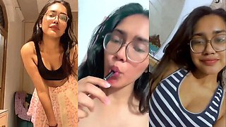 Insatiable Handsome Indian Glasses Damsel Showcasing Finger-banging