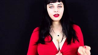 Busty curly brunette with big boobs fucks on couch