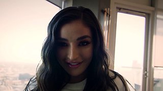 Petite latina teen rides a NFL football