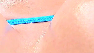 A Beautiful Girl on the Beach Seduces You in a Micro Bikini, Smears Her Body with Oil and Ice Cream and Fucks Anally