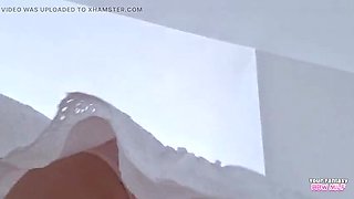 BBW Wife Cheating on Stairs - Panty Peek Homemade Voyeur