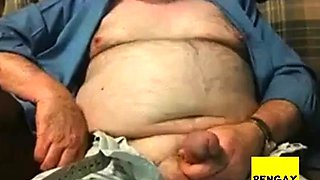 Hairy Grandpa Bear Strokes His Big Cock