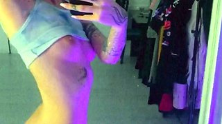 Glamour babe with big boobs masturbates in lingerie