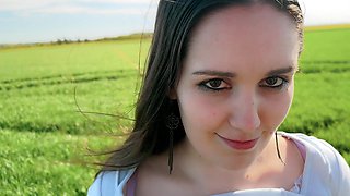 Big-boobed hussy Wendy Marvell gets banged in the field