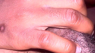Getting Toe Clenching in Head in Sexy Pink Lighting by Horny Ebony Teen Close up