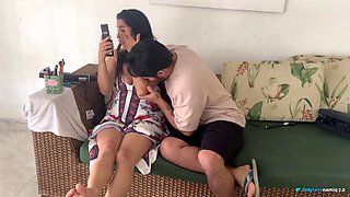 Cum my stepsister on the couch in the family home!