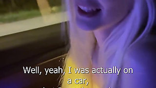Fucked Busty Sexy Blonde in a Car and Came on Her Face