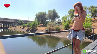 Risky Public Masturbation by the River