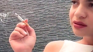 Hot Smoking Girl Brunette Goddess Smoking Cigarette Lipstick