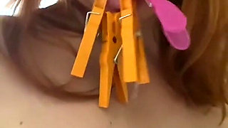 Clothespins, Spit, Licking Toilet and Floor Masturbation