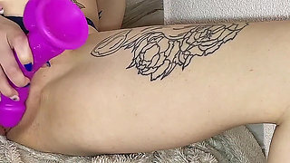 Brunette Orgasm on the Stairs