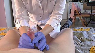 Medical Exam for Dick Turn to Sex Condom Therapy From Seductive Nurse