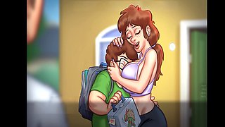 American and Canadian stepmom's wild time with a German dirty mom in summertime saga