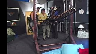 Hot French amateur takes big cocks in anal gangbang