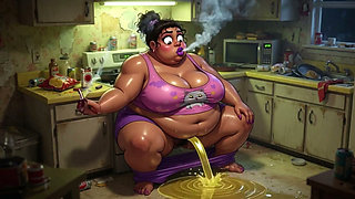 Very Pregnant BBW Smoking While Peeing - Big Belly & Dripping Pussy