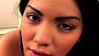 Extreme amateur pov blowjob with brunette babe