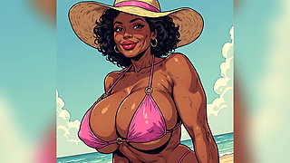 Beautiful Beach Women Comic Art