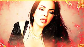 Sexy brunette babe with big cock jerking in solo