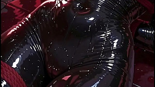 Bondage Anime Girl 2 Latex rope gagball