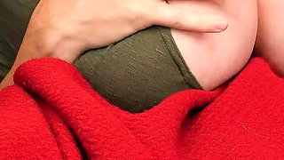 Taking my stepson to bed, jerking off his dick with my nipples in his mouth