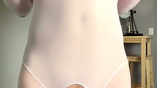 Pink Oil Shine Bodystocking