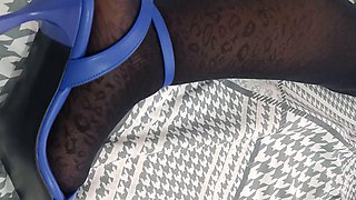 Bosss Wife Flaunts Big Clit in Sexy Blue Nightgown