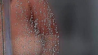 Brunette Big Tits Touches in the Bathroom After Gym