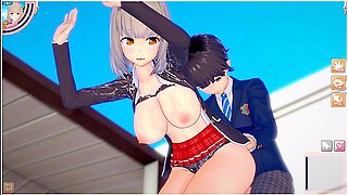 Big-titted schoolgirl Azusa enjoys a sensual boob rub and sex