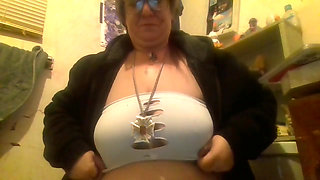 White Strapless Big Boobs Flashed