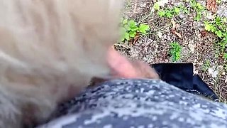 Mature Cougar Sucks My Dick in the Park and Swallows Every Drop