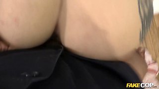 Cop pops on spanish milf's glasses - fake cop