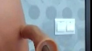 Fucking Machine Pleasures Her Cunt and Anal, Squirting Hard