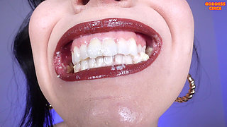 I Eat Crepes with Cheese and Ham - Close-up of My Mouth and 24 Teeth