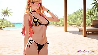 Marin Kitagawa hot sex and messy facial on a private beach