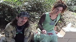 Cute teen slut gets rough outdoor fuck in the countryside