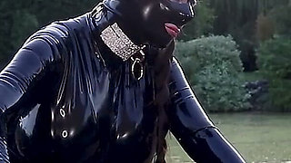 Rubber Doll Cock Teasing Rubber Bound Sub Outdoors