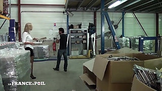 A Sexy, Nympho Boss Is Banging an Applicant Right in the Middle of the Warehouse.