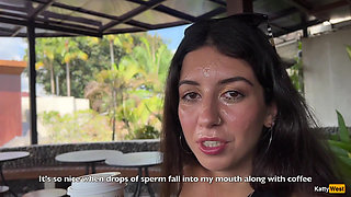 Crazy Cumwalk in Starbucks - Blowjob in Public Toilet, Drinking Coffee with Sperm