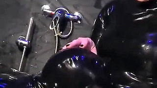 Gimp fucked in the dirty toilet