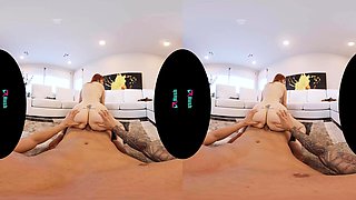 Redhead slut with big boobs goes down