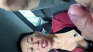 Asian MILF Gives a Handjob in a Car