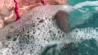 Artemisia Love Sexy and Horny Underwater Showing Her Big Tits in a Super Micro Bikini and You Can See Her Aureolas…