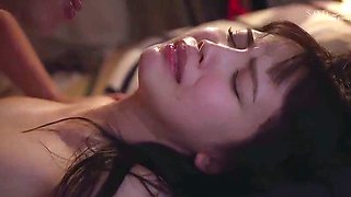 Small titted asian beauty giving blowjob