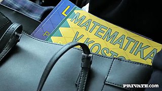 Alexis Crystal sucks dick and gets fucked hard in car backseat