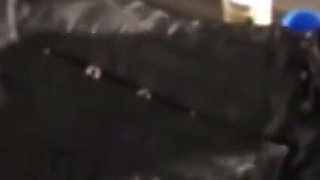 Caged and gagged Rubber Sissy get fucked